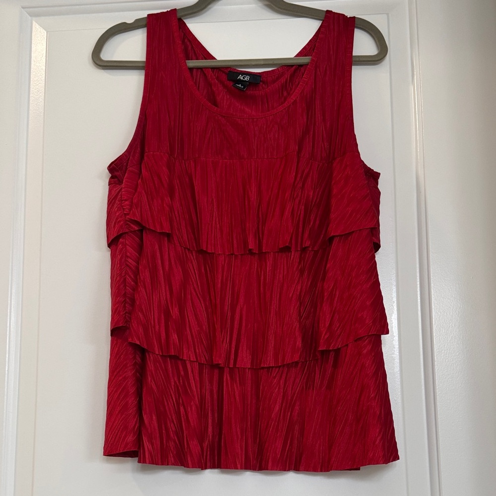 NWOT Red AGB tiered layered ruffle sleeveless top Size Large